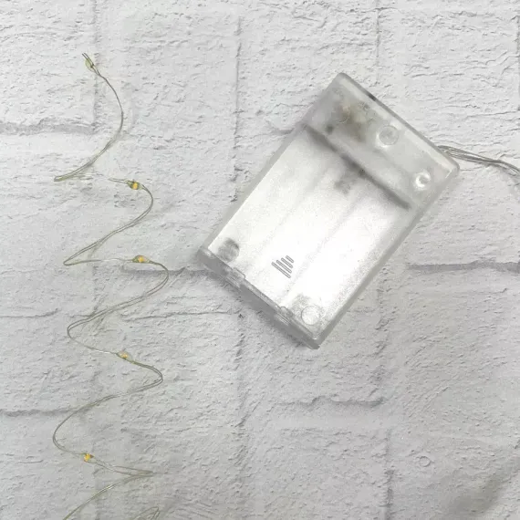 Гирлянда Роса на батарейках 20 теплых белых ламп, 190 см., серебряный провод, Christmas DeLuxe (87410)