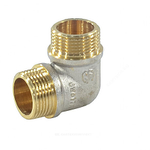 Угольник латунь никель реборда Ду 15 (1/2") НР/НР 9005 ГОСТ 32585-2013 Aquasfera 9005-01