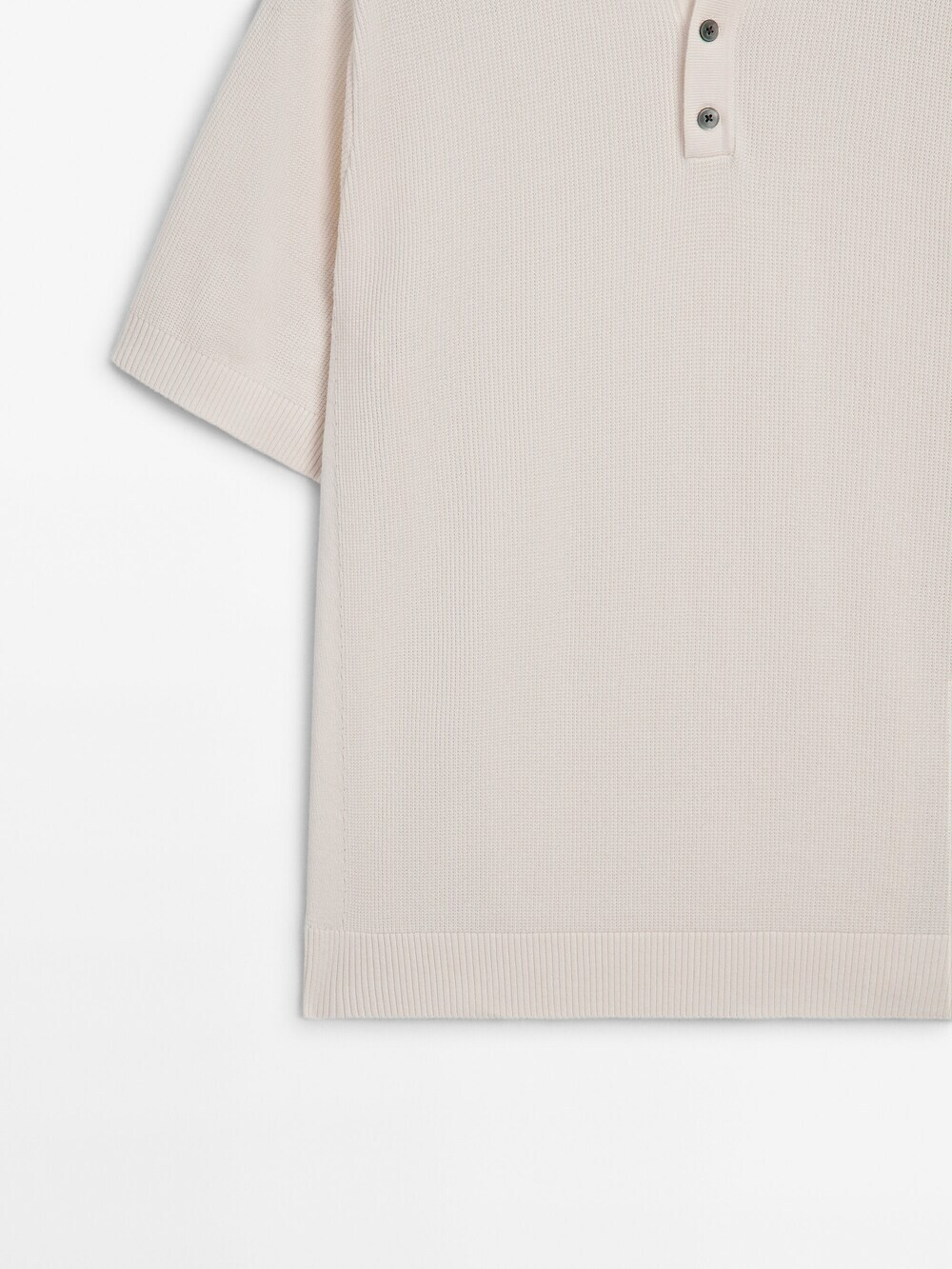 Massimo Dutti Трикотажное поло с короткими рукавами, натуральный, кремовый