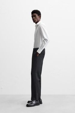 ZARА РУБАШКА SLIM FIT ИЗ СТРУЯЩЕЙСЯ ТКАНИ, БЕЛЫЙ