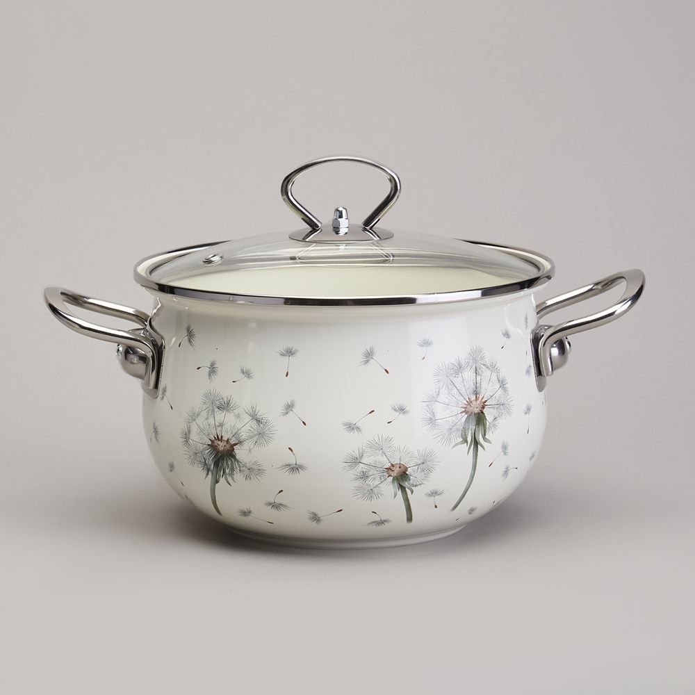 НАБОР КАСТРЮЛЬ ЭМАЛИРОВАННЫЙ, СЕРИЯ "DANDELION" 6ПР. 2,0/2,8/3,8Л ДИА.18/20/22СМ