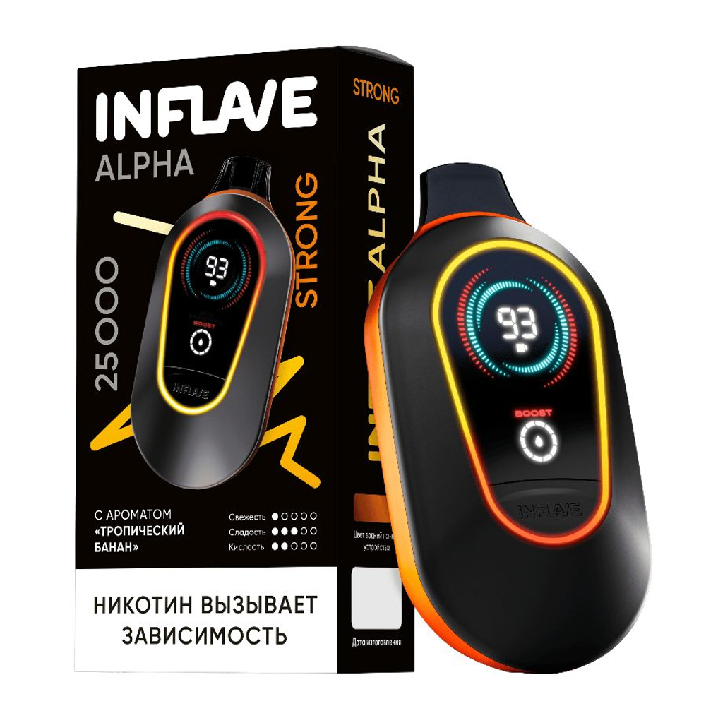Купить электронные сигареты Inflave Alpha Strong Тропический банан 25000 затяжек в Москве с доставкой по России