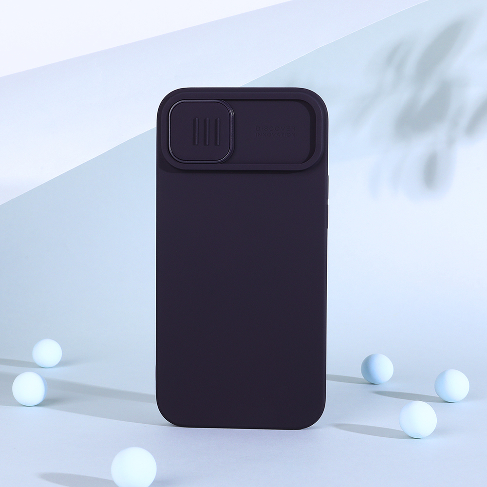 Чехол черного цвета (Classic Black) с мягким шелковистым покрытием для iPhone 14 Plus, Nillkin, серия CamShield Silky Silicone Case