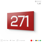 Номер на дверь 271, табличка на дверь для офиса, квартиры, кабинета, аудитории, склада, красная 120х70 мм, Айдентика Технолоджи
