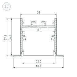 Профиль SL-LINIA49S-F-2000 ANOD BLACK (Arlight, Алюминий) 039389