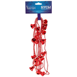 Бусы на елку "Колокольчики" красные 2,7м