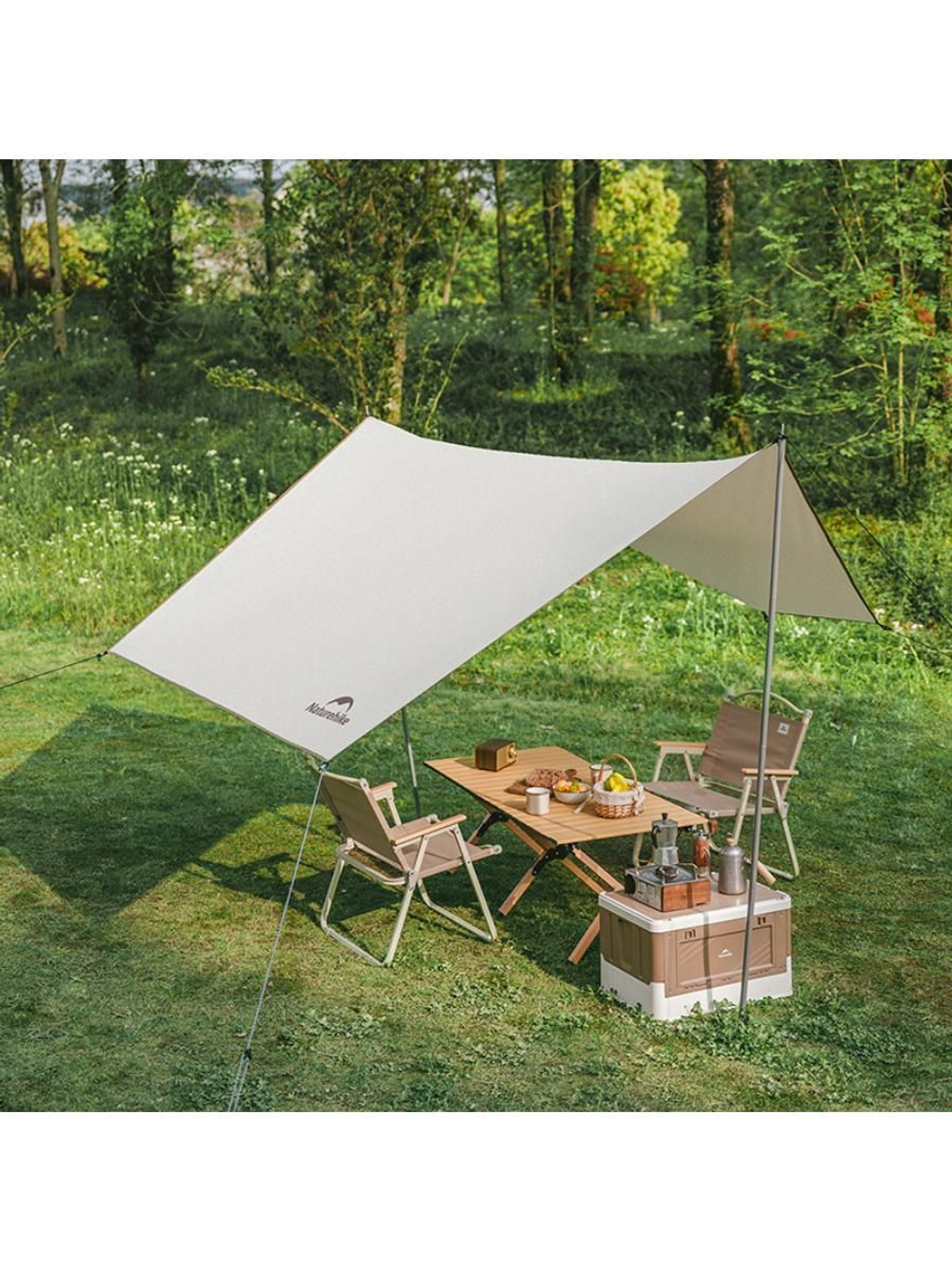 Палатка Naturehike Ango Picnic CNK2450WS021 трёхместная c навесом бежевая c черным