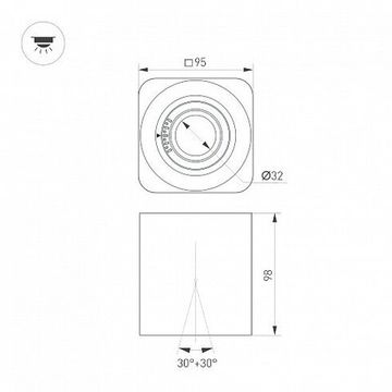Накладной светильник 10W 4000K 055751 белый SP-ACENTO-S95x95-10W Day4000 (WH, 20-45 deg, 230V) Arlight