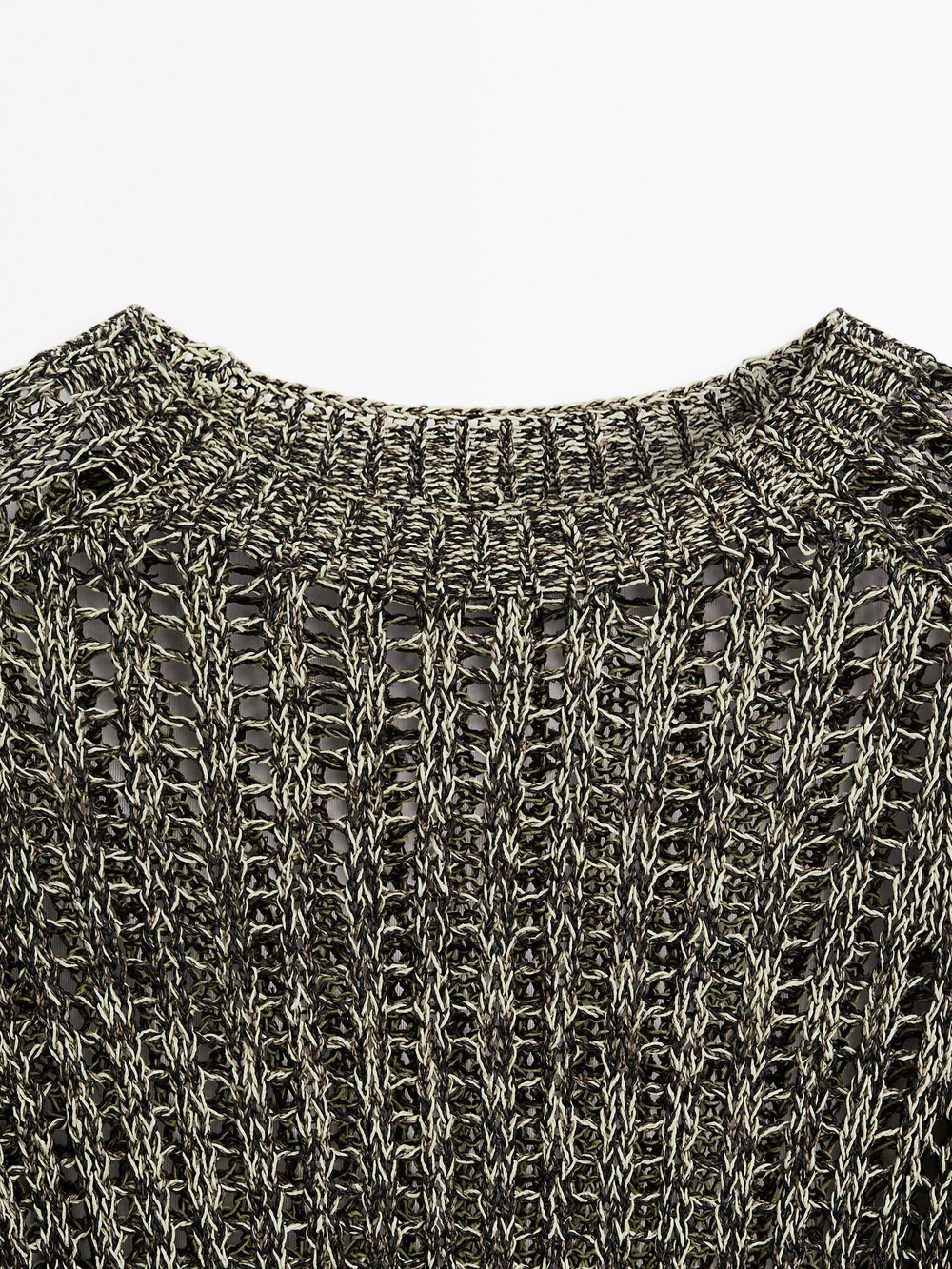 Massimo Dutti Свитер из смесового хлопка с ажурным узором, серый