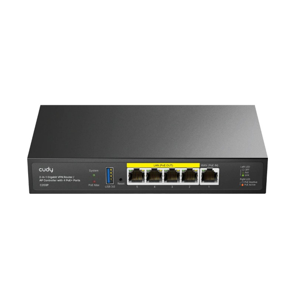 Cudy C200P Маршрутизатор со встроенным контроллером и 5 гигабитными портами (4 порта PoE+)