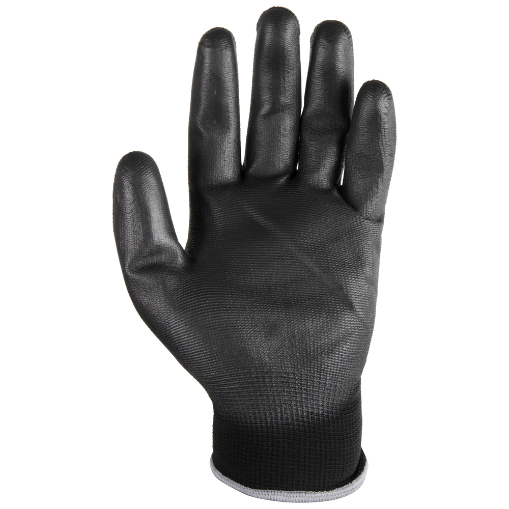 WDK-PU01B/XXL/5, 5 пар, размер XXL, Перчатки ЧЁРНЫЕ защитные эластичные из нейлона с полиуретановым покрытием