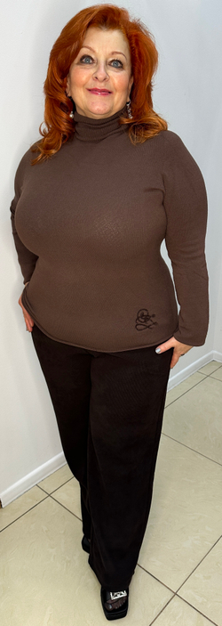 Австрийская бесшовная водолазка-джемпер в шоколадном цвете