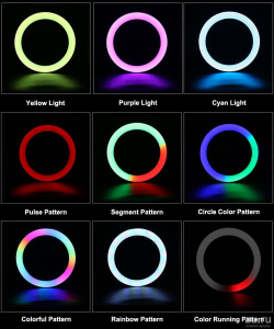 Кольцевая лампа цветная  45 см RGB с пультом и сумкой
