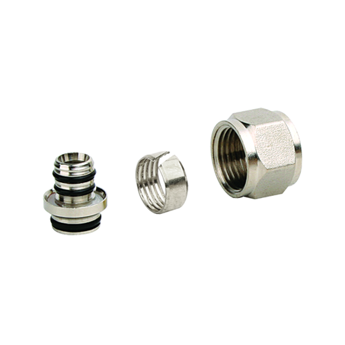 Адаптер для металлопластиковых труб RIIFO Omni зажимной латунь 16x2,0-1/2"ВР Евроконус, уп 12 шт