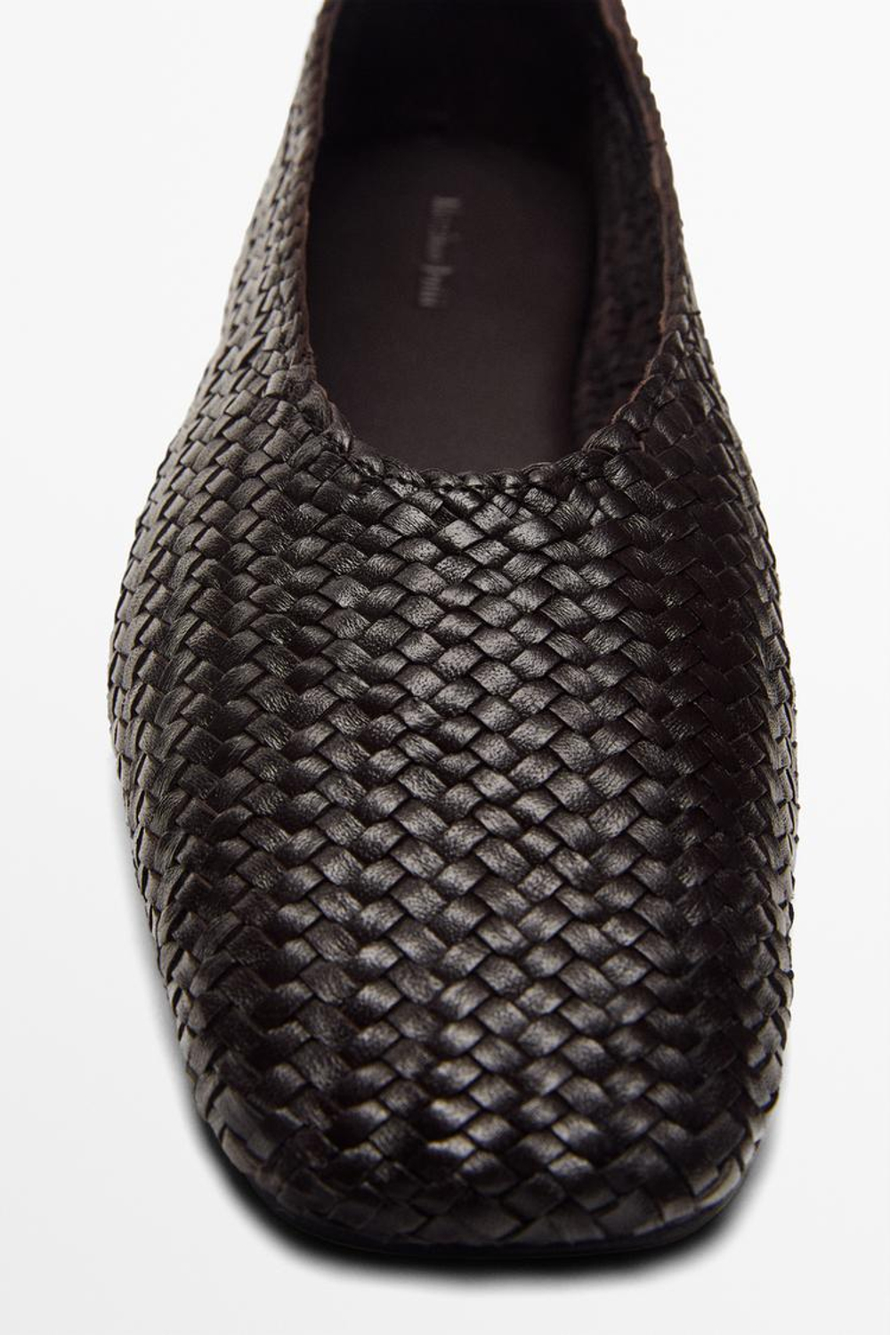 Massimo Dutti Плетёные кожаные балетки, коричневый