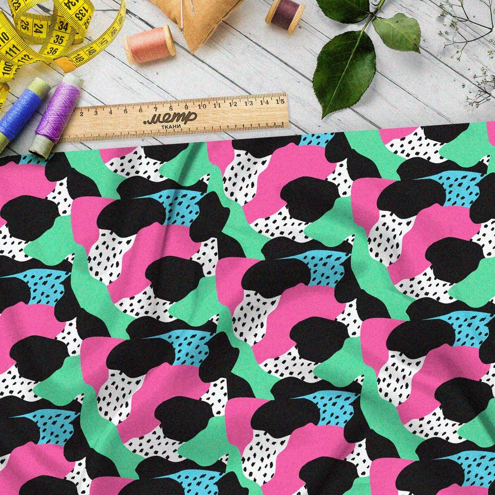 Ткань габардин разноцветная корова