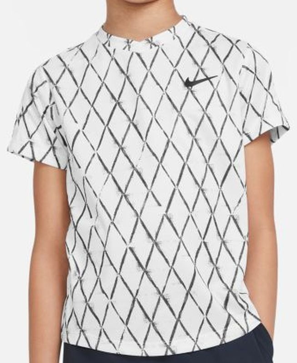 Футболка для мальчика теннисная Nike Court Dri-Fit Victory SS Top Printed - белый
