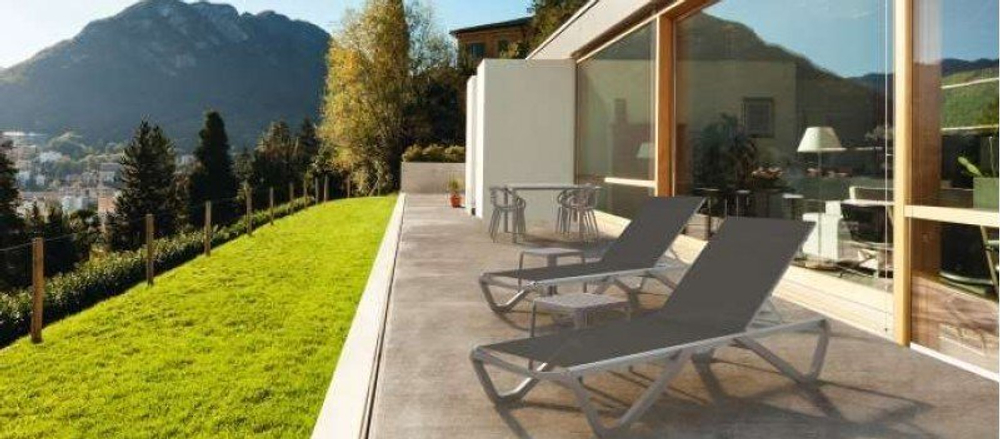 Шезлонг-лежак металлический PAPATYA Wave, антрацит