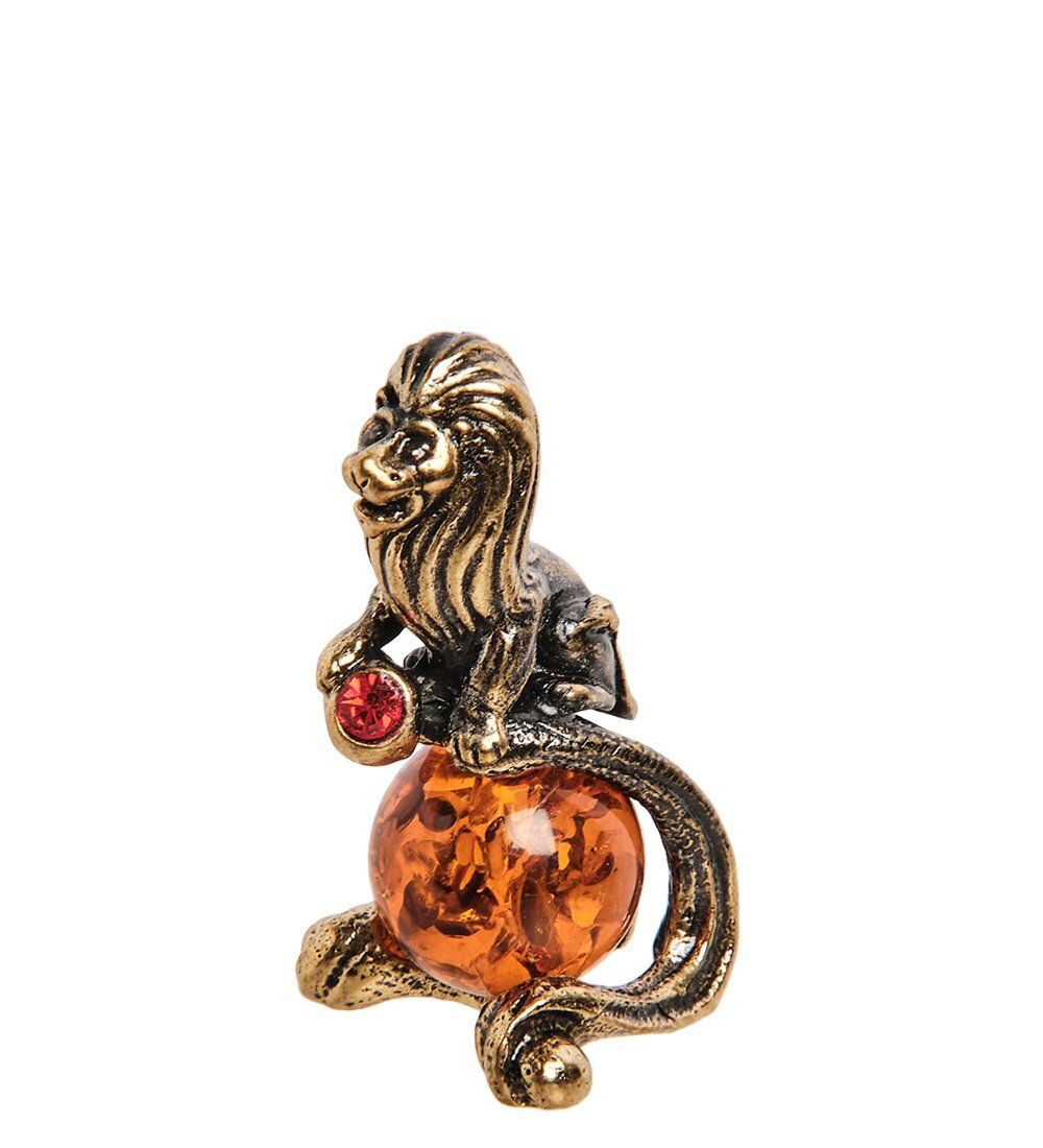 Народные промыслы AM-2884 Фигурка «Знак зодиака-Лев» (латунь, янтарь)