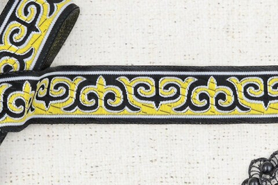 Тесьма жаккард, ш. 3,2 см, жёлтый