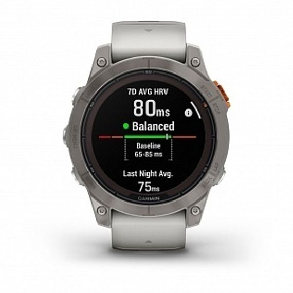 Garmin Fenix 7 Pro Sapphire Solar – титан, серо-оранжевый ремешок, премиальные умные часы