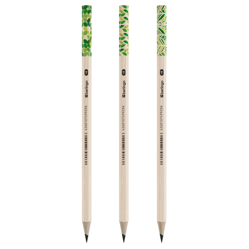 Карандаш ч/г Berlingo "Green Series" HB, шестигран., заточен., пластик., ассорти