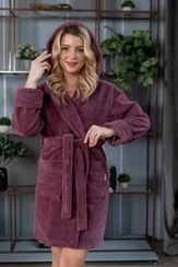 Халат женский с капюшоном 6915 фиолетовый Nusa Турция