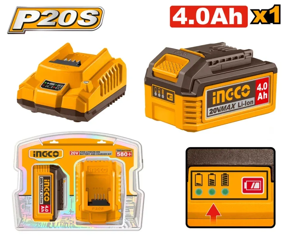 Набор аккумуляторов и зарядное устройство INGCO FBCPK1012 INDUSTRIAL 1x4 Ач