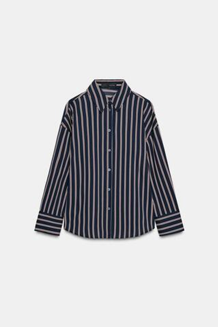 ZARA РУБАШКА В ПОЛОСКУ, СИНИЙ