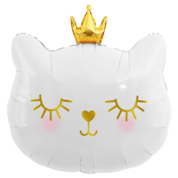 Шар с клапаном (11''/28 см) Мини-фигура, Котенок Принцесса, Белый, 5 шт. в уп.