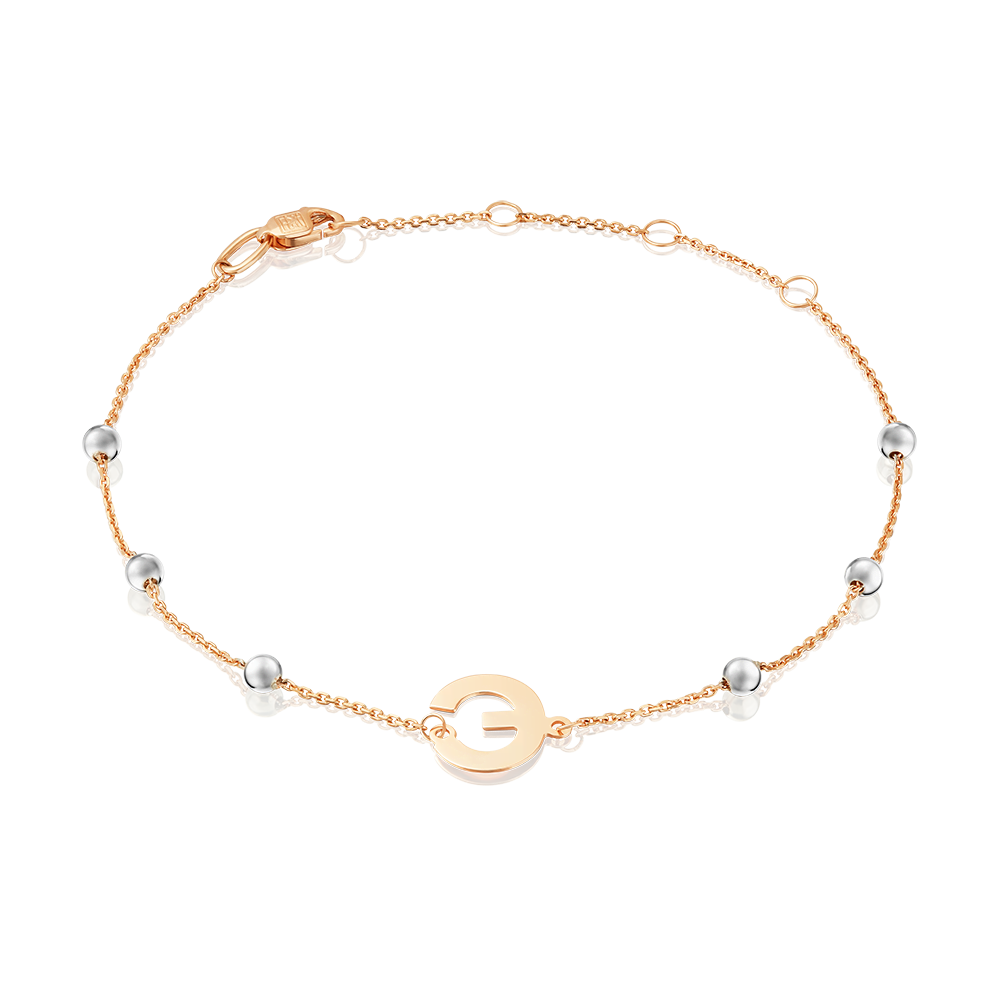 Браслет «Буква Э» из комбинированного золота