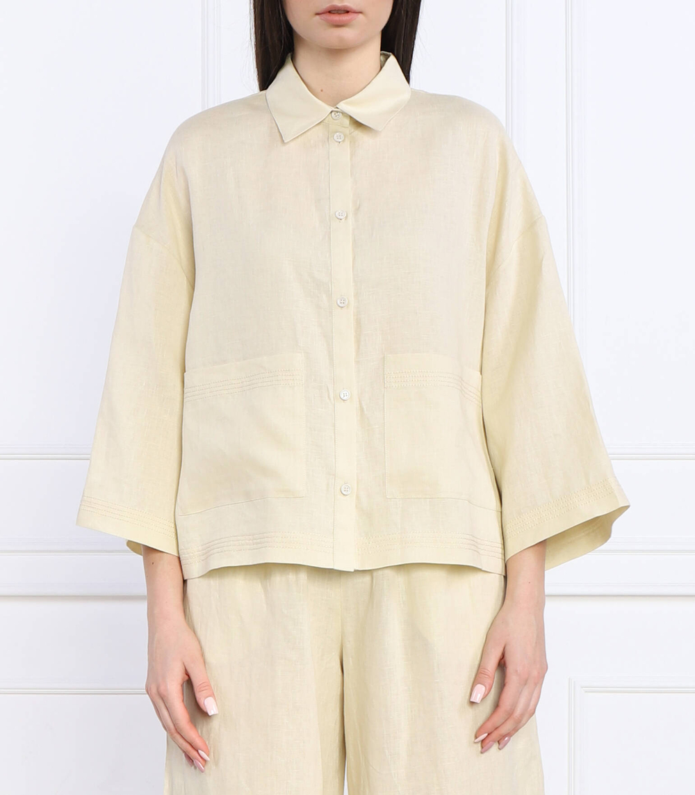 Льняная рубашка ANGORA Max Mara Leisure - бежевый(311103366)