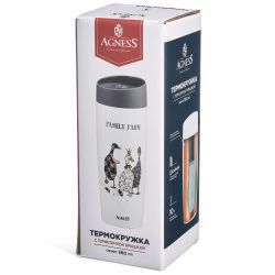 ТЕРМОКРУЖКА AGNESS "ОСОБЕННАЯ" 360МЛ, КОЛБА НЕРЖ.СТАЛЬ 18/10