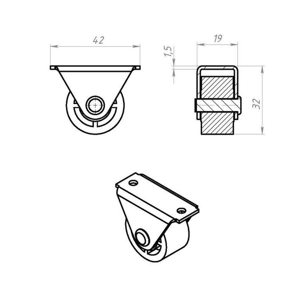 РОЛИК ОПОРНЫЙ МЕТАЛЛИСТ МАЛЫЙ №493-2 ЦИНК