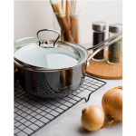 Ковш сталь, эмал, 1.5 л, крышка стекло, сталь ручка, Vitross, Bon Appetit, 8SВ168S, мокр асф