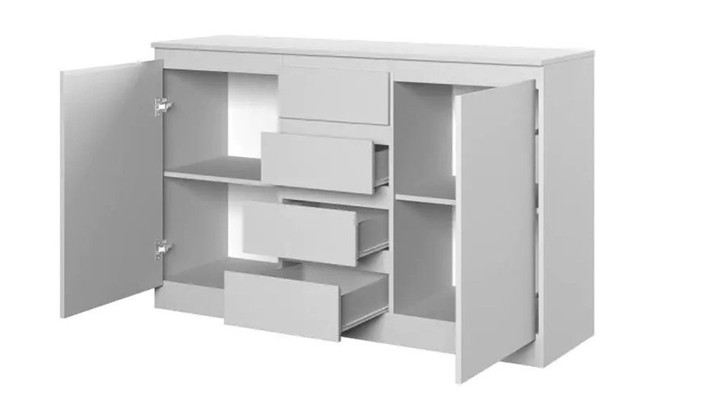 Комод MALM Т-4 Stern Белый снег 8685 BS 140*43*90 см, Белый   Фиеста