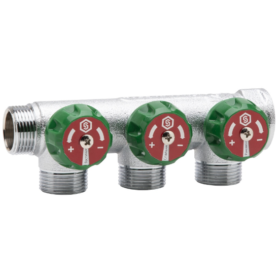 Коллектор Stout 3/4"x1/2", 3 отвода, плоское уплотнение регулирующий SMB-6849-341203