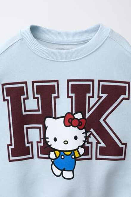 ZARA ТОЛСТОВКА С ПРИНТОМ HELLO KITTY © SANRIO, ГОЛУБОЙ