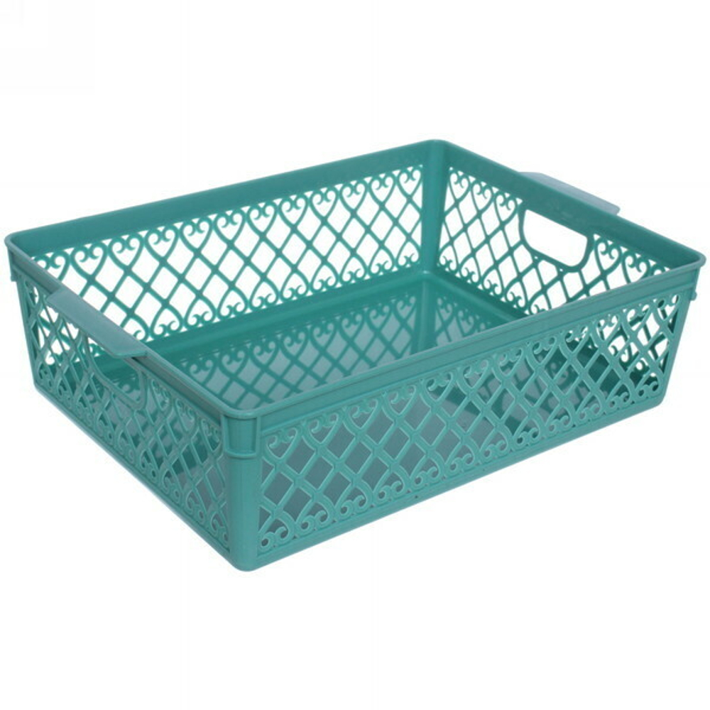 Корзина для хранения «Грация» бирюзовая 30,5х20,5х8,5см
