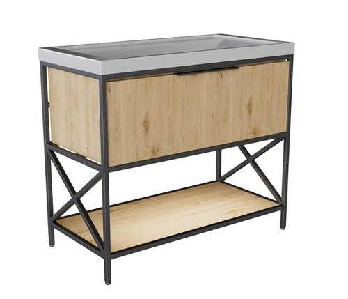 Тумба д/ванной "БРУКЛИН-100" Дуб Бунратти под раковину Фостер 100 (Kirovit) ЛОФТ (ЛДСП)