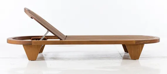 Шезлонг Spain, массив ироко, голубой матрас