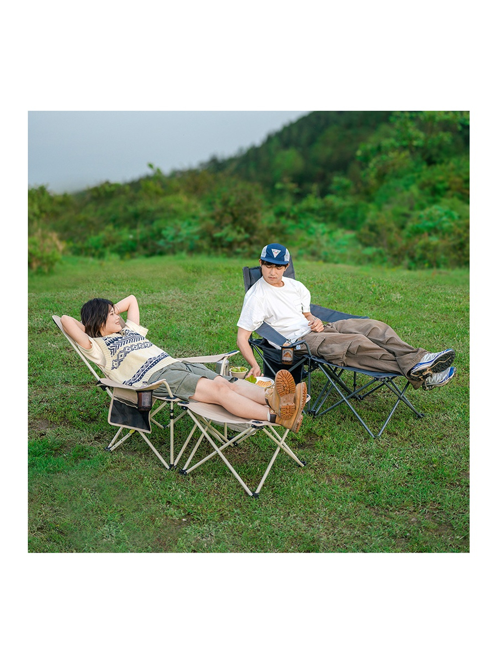 Кресло туристическое Naturehike Nightfall T05J с секцией, 149х52х79 см, до 120 кг, бежевое