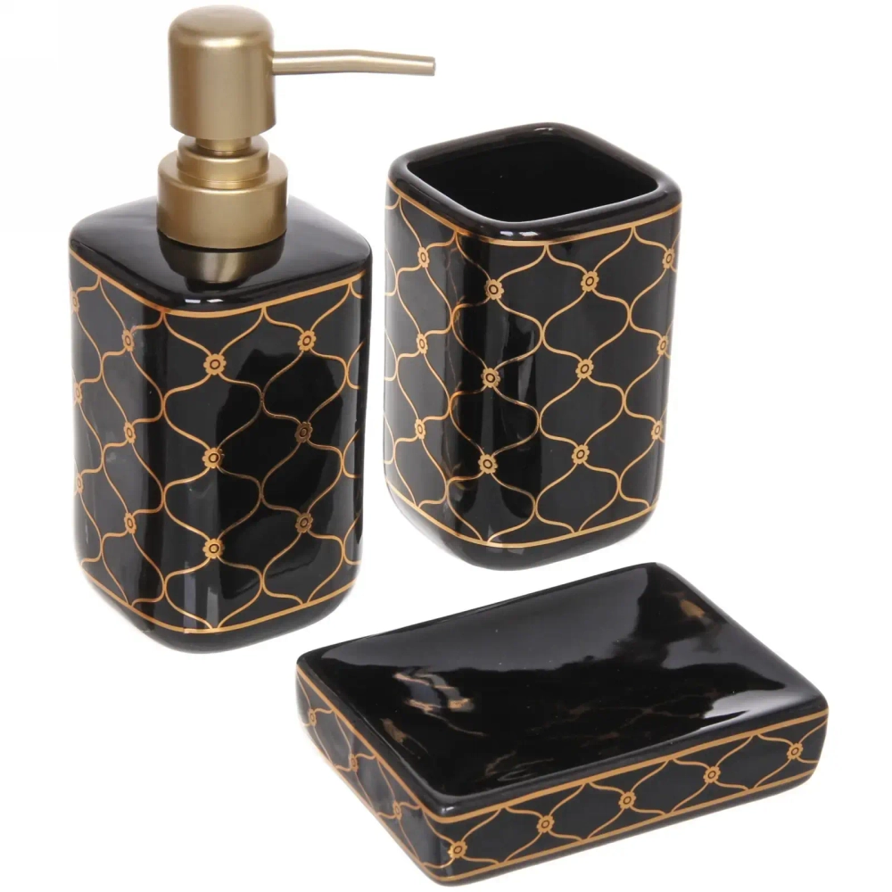 Набор для ванной из 3-х предметов керамический «Ампир» черный