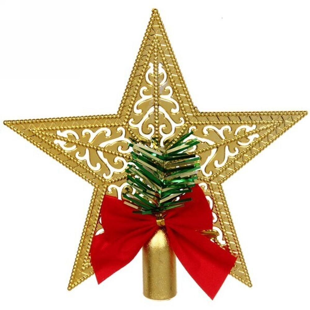 Звезда на ёлку 14 см «Звезда с бантом» Золото