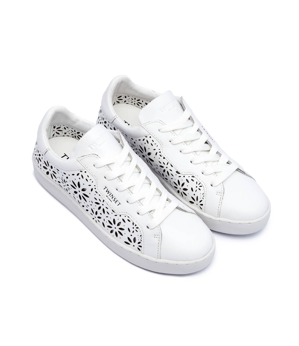 Кожаные кроссовки in pelle TWINSET - белый(241TCT092)
