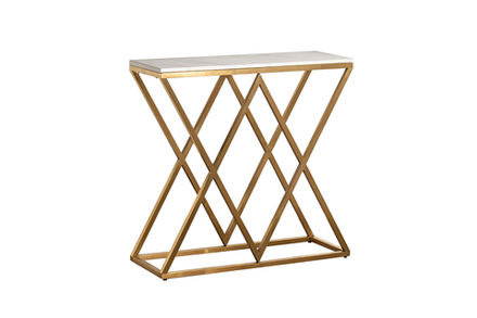 Консоль Garda Decor Бьянко Намибия (Bianco Namibia) бел.мр, мат.зол80*30*78