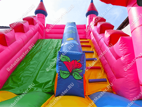 Надувная горка "Розовая крепость"