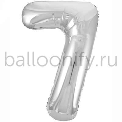 Шар ЦИФРА 7 Металлик Silver 40" 102 см