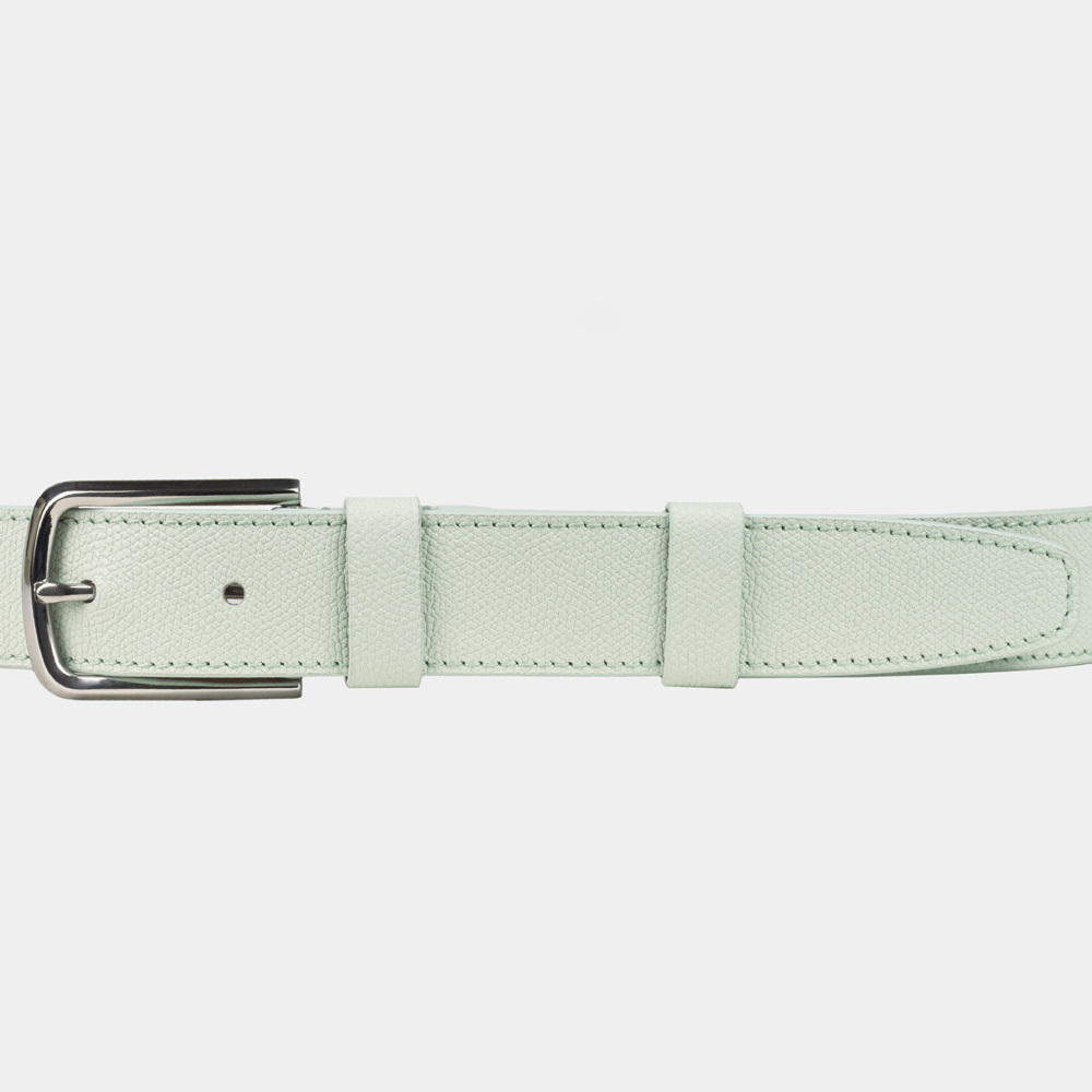 Женский ремень 35мм из кожи сафьяно, фисташкового цвета