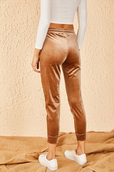 Qadın üçün beli rezinli məxmər şalvar 1008W1017